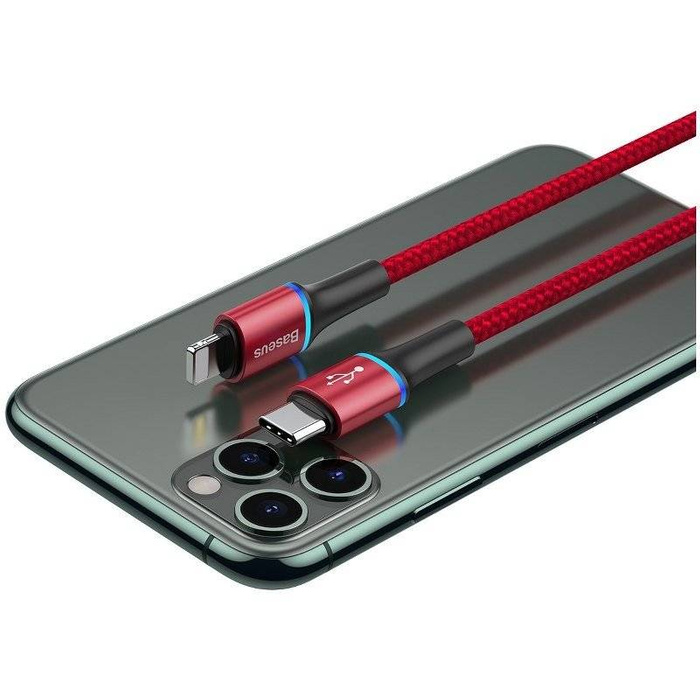 Cable Baseus USB-C to Lightning PD Halo, Power Delivery, 18W, 1m red