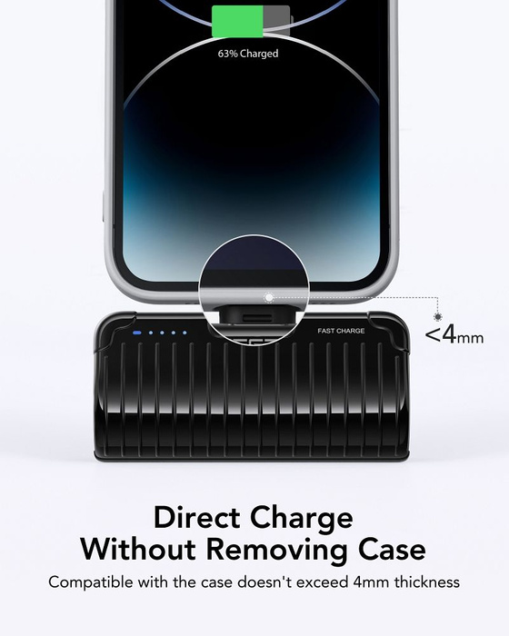 Powerbank Veger PlugOn (W0558P) PD QC3.0 2,4A 20W 5000 mAh z wbudowanym złączem Lightning czarny