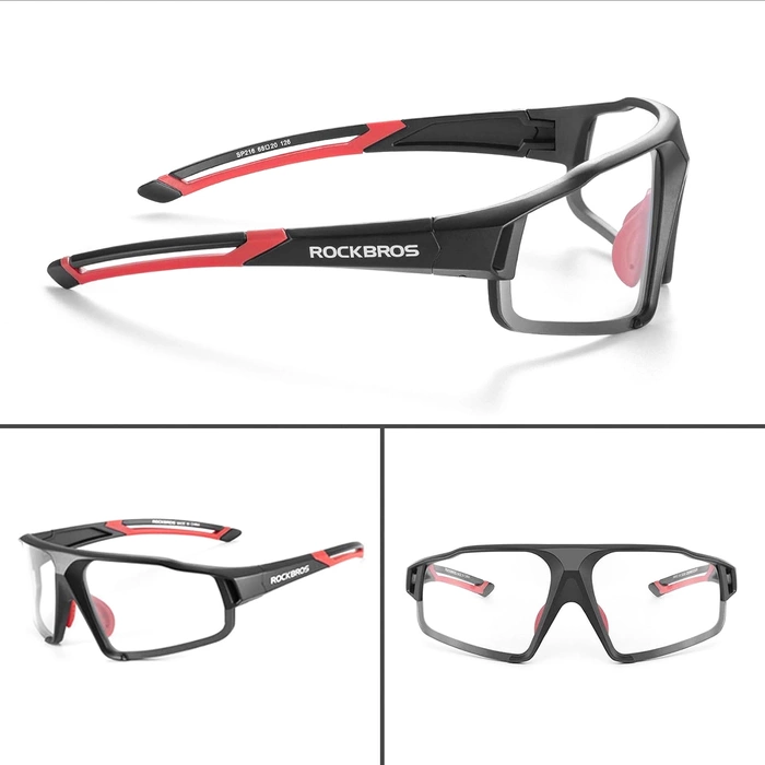 Rockbros SP216BK photochrome UV400-Fahrradbrille – Schwarz und Rot