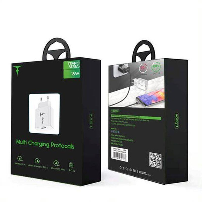 CHARGE NETWORK T-PHOX TEMPO 1xUSB 18W QC 3.0 WHITE/WHITE