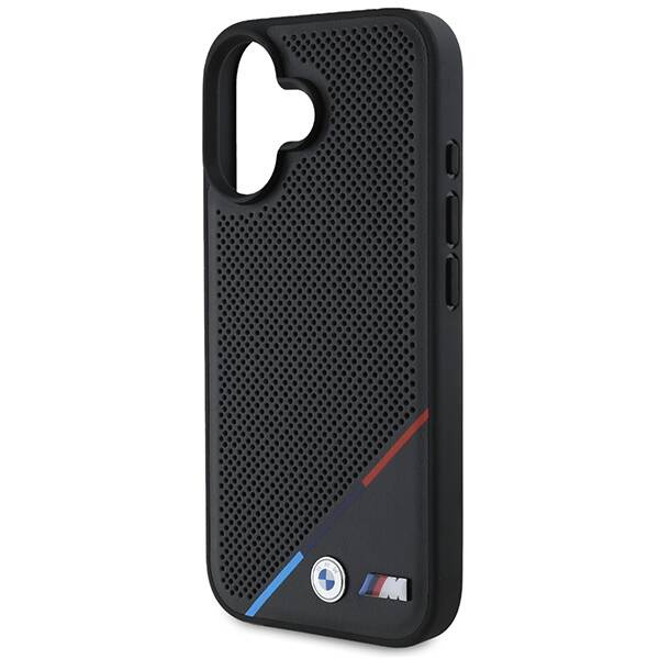 Funda BMW iPhone 16 6.1" negro/negro durocase M Perforado Tricolor Line MagSafe