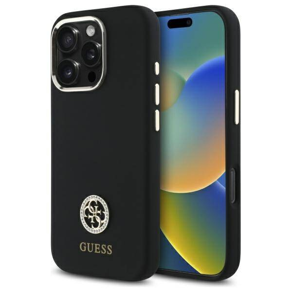 Etui Guess iPhone 16 Pro czarny/black hardcase Silicone Logo Strass 4G