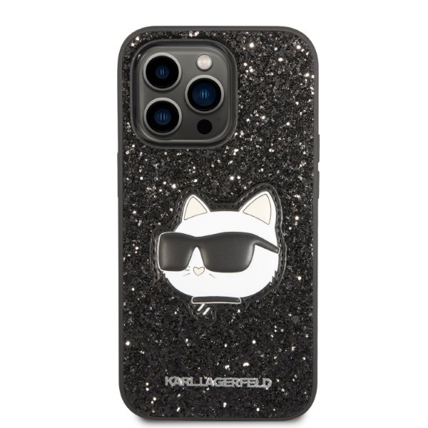 Etui Karl Lagerfeld iPhone 14 Pro 6,1" czarny/black hardcase Glitter Choupette Patch