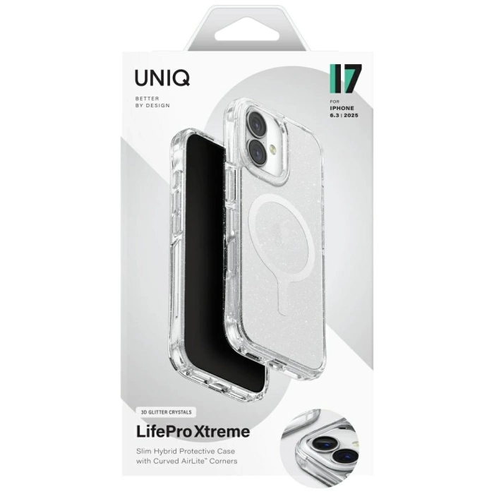 Etui UNIQ LifePro Xtreme do iPhone 17    Magclick Charging przezroczysty/brokat