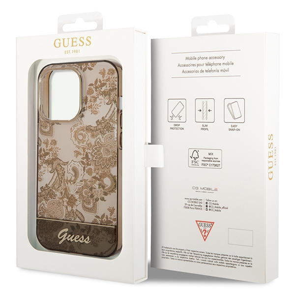 Case GUESS Apple iPhone 14 Pro Max Porcelain Collection Brown Hardcase
