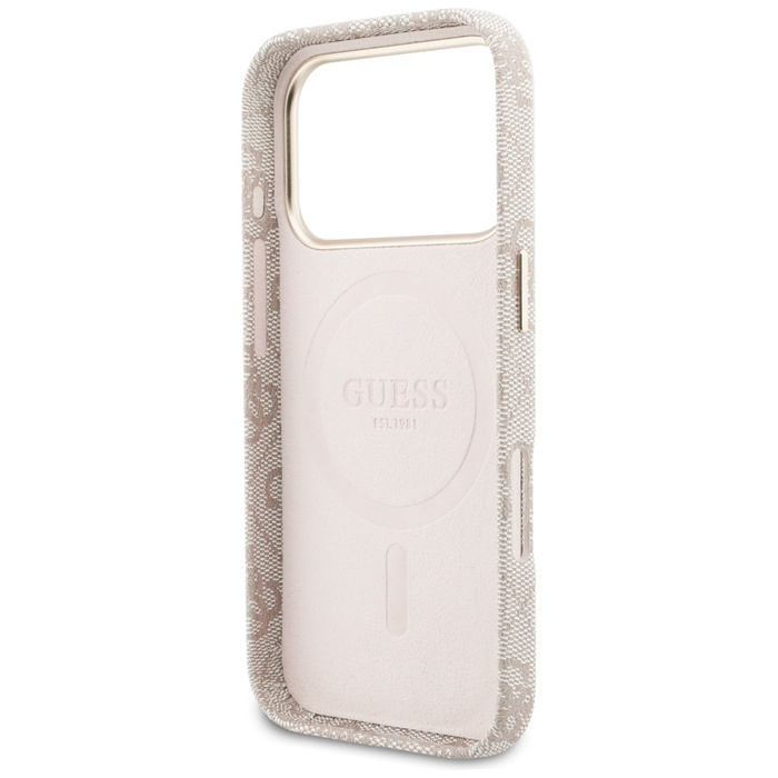 Etui Guess 4G Script MagSafe do iPhone   17 Pro różowy