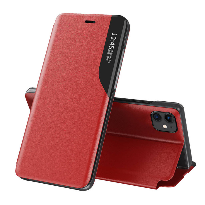 Elegantní pouzdro z ekokůže View Case pouzdro s klopou a funkcí stojánku iPhone 13 Pro Max červené