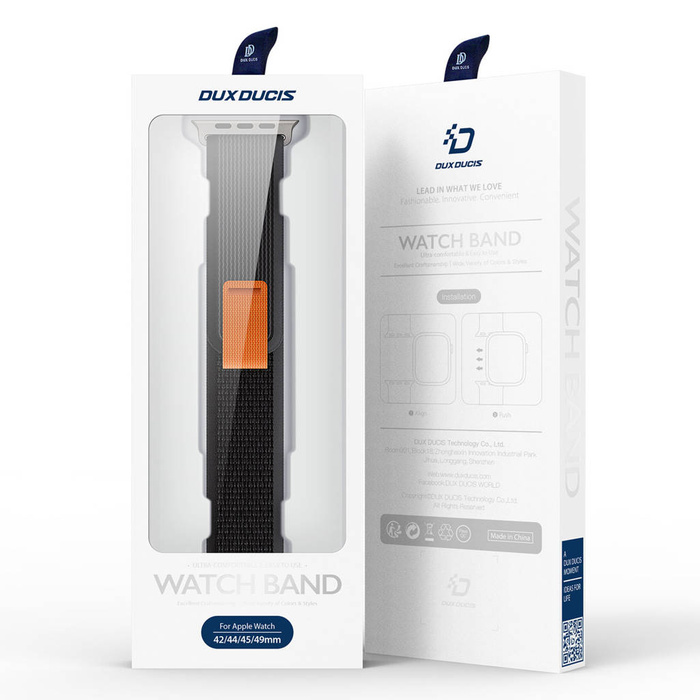 Sportovní řemínek na suchý zip pro Apple Watch 8 / 7 / 6 / SE / 5 / 4 / 3 / 2 / 1 (38, 40, 41 mm) Dux Ducis Strap YJ verze - černá / šedá