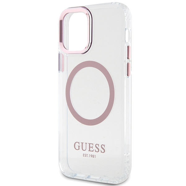 Guess GUHMP12MHTRMP iPhone 12/12 Pro 6.1" rosa/rosa hart case Metal Outline MagSafe