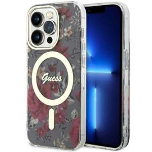 Coque Guess GUHMP14LHCFWSA iPhone 14 Pro 6.1" vert/kaki rigidecase Flower MagSafe Case
