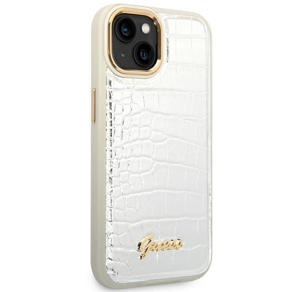 Hülle Guess iPhone 14 6.1" Silber/Silber hartcase Croco Kollektion