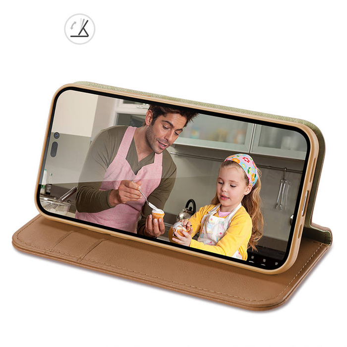 Dux Ducis Hivo Leather Flip Cover Cartera de Cuero Genuino para Tarjetas y Documentos iPhone 14 Pro Max Marrón