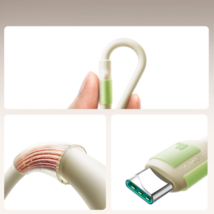 Joyroom S-A53 60W USB-C Kabel - USB-C mit fluoreszierender Spitze 2 m - beige