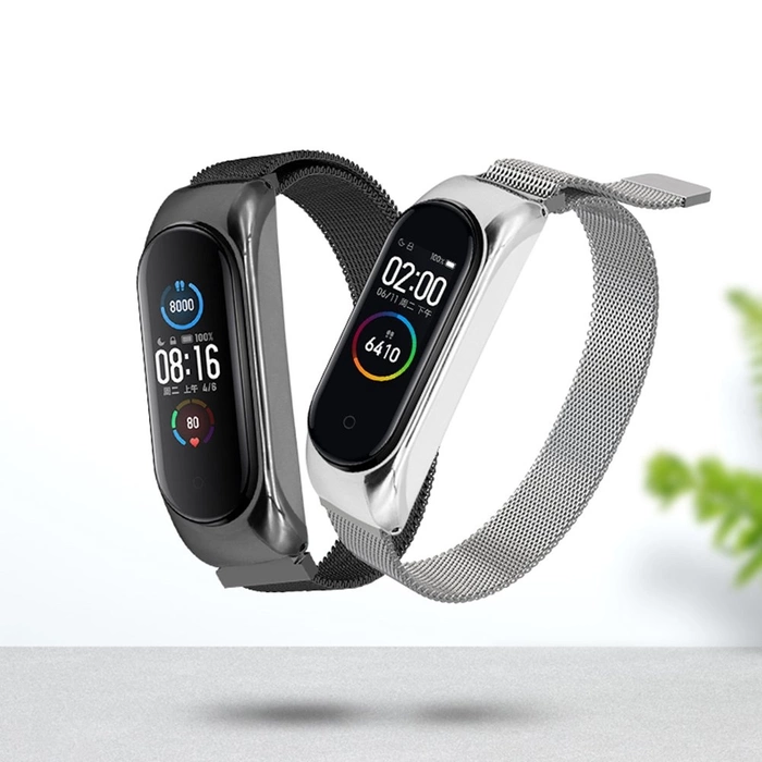 Zamienna metalowa opaska bransoleta magnetyczna pasek do Xiaomi Mi Band 6 / Mi Band 5 / Mi Band  4 / Mi Band 3 złoto-różowy