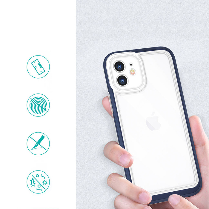 Custodia trasparente 3in1 per iPhone 12 con cornice in gel blu