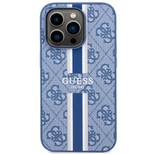 Coque Guess GUHMP14LP4RPSB iPhone 14 Pro 6.1" bleu/bleu hardcase 4G Printed Stripes MagSafe Case