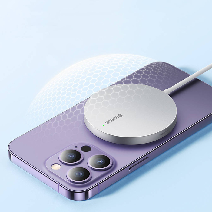 Baseus Simple Mini3 nabíječka indukce 15W stříbrná