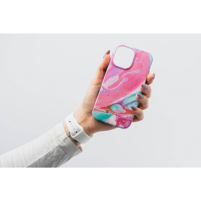 Etui na iPhone 16 PRO Forcell F-Protect Mirage zgodny z MagSafe Military Drop-Test pink marble