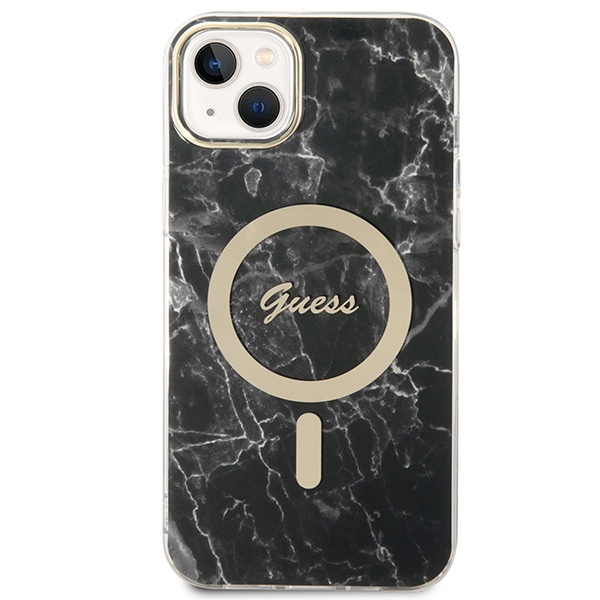 Súprava Puzdro Guess Case+ nabíjačka iPhone 14 Plus 6,7" čierna/čierna tvrdá case Marble MagSafe