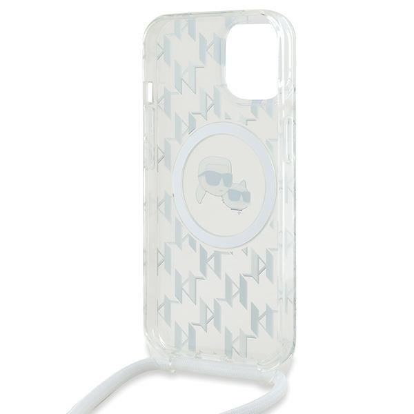 Etui Karl Lagerfeld KLHMP15SHCKCKLCT iPhone 15 / 14 / 13 6.1" transparent hardcase IML Crossbody Monogram Karl & Choupette Head MagSafe