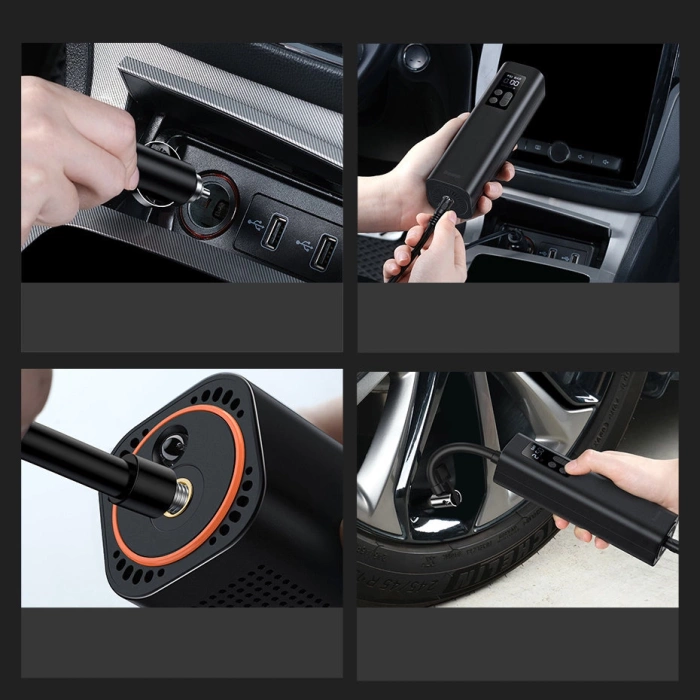 Baseus CRCQ000001 Mini Tire Compressor for Cigarette Lighter Socket - Black