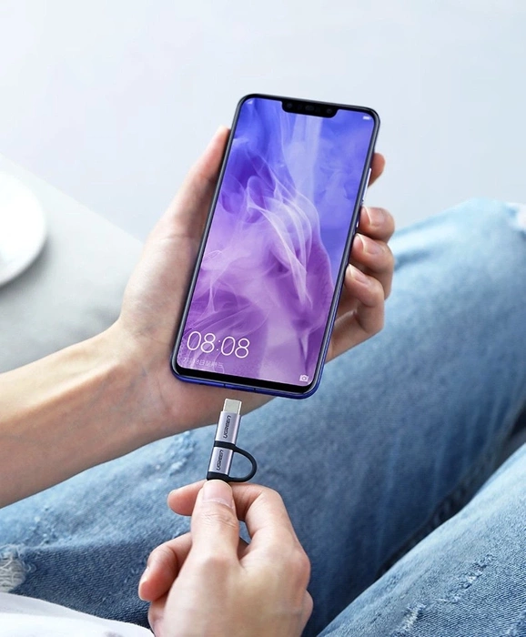 Ugreen cable 2in1 USB - micro USB / USB Type C cable 1m 2.4A black (30875)