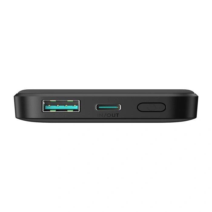 Powerbank Joyroom JR-W020 Mini 5000mAh USB-A USB-C indukcyjny 20W - czarny + kabel USB-C / USB-C
