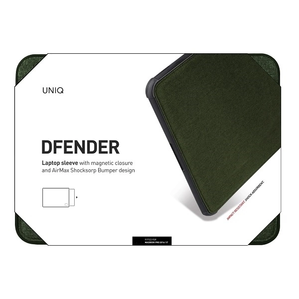 Obal na notebook Uniq Dfender 15" zelený / khaki zelený