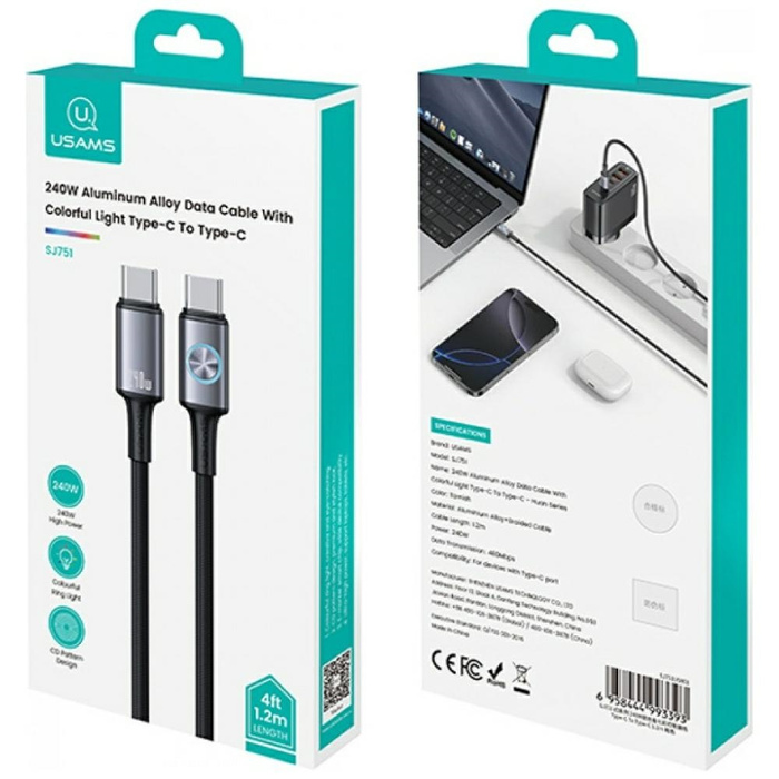 Kabel USAMS Huan Series SJ751 240W USB-C do USB-C 1,2 m tarnish