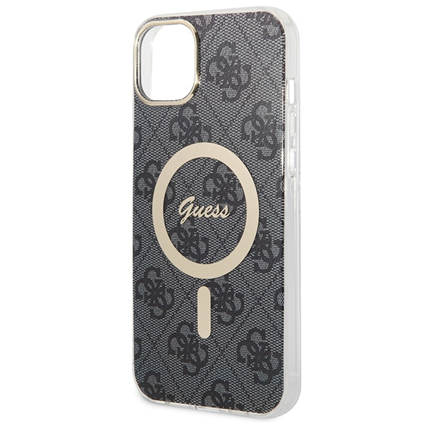 Kit Hülle Guess Case+ Ladegerät iPhone 14 6,1" schwarz/schwarz hart case 4G Print MagSafe