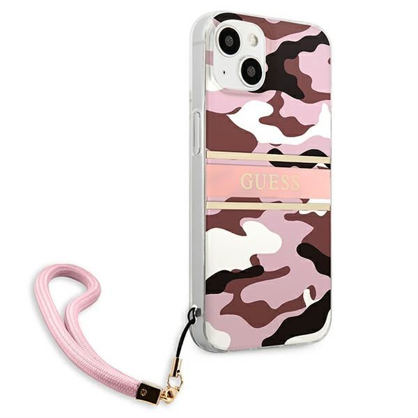 Cover Guess GUHCP13SKCABPI iPhone 13 mini 5.4" rosa/rosa collezione cinturino Camo
