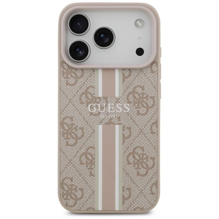 Etui Guess 4G Printed Stripes MagSafe do iPhone 17 Pro różowy