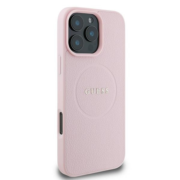 Etui Guess iPhone 16 Pro 6.3" różowy/pink hardcase Grained Ring MagSafe