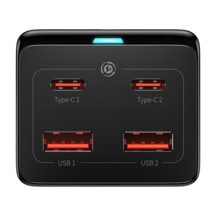 Ładowarka sieciowa / listwa zasilająca Baseus GaN3 Pro 2x USB + 2xUSB-C + AC, 100W (czarna)