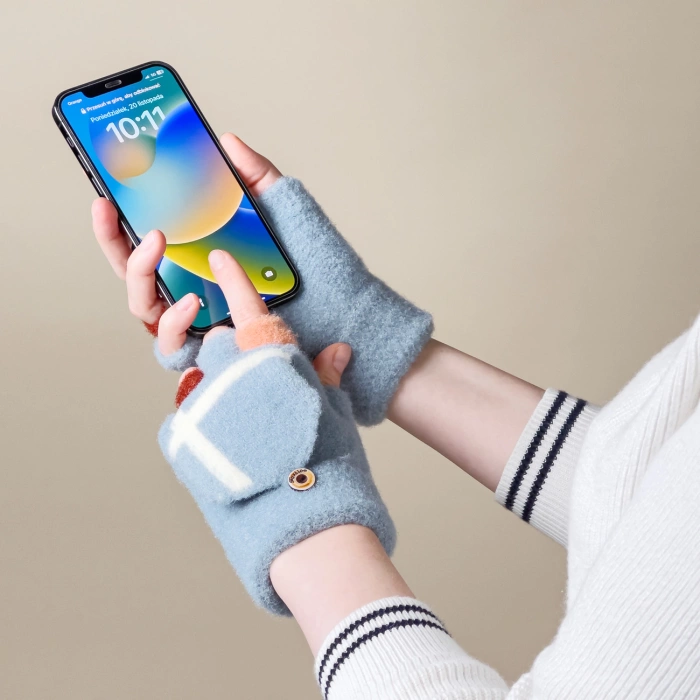 Dámské/dětské zimní rukavice na telefon - modré