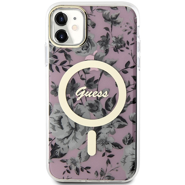 Guess GUHMN61HCFWSP iPhone 11 / Xr 6.1" rosa/rosa hartcase Blume MagSafe