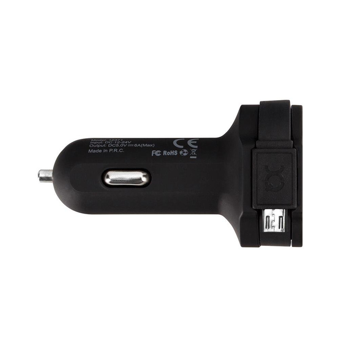 XQISIT Caricatore da auto 6A doppio USB+micro USB nero