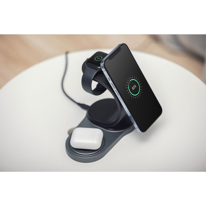 Forcell charger inductive Qi 3in1 15W WC12 supports charging from MagSafe black