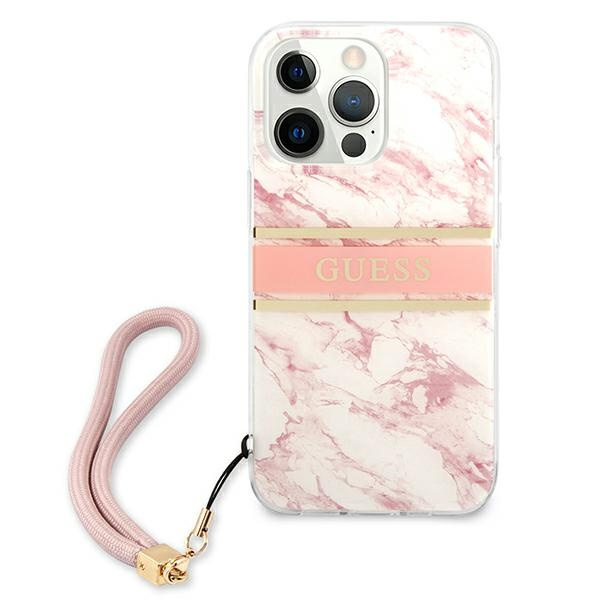 Cover GUESS Apple iPhone 13 Pro Max Marble Strap Collection Pink Hardcase
