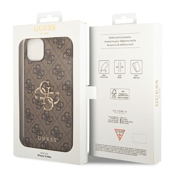 Case Guess iPhone 14 Plus 6.7" brown/brown hardcase 4G Big Metal Logo