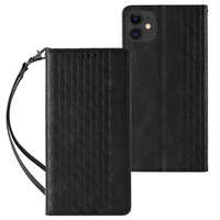 Magnet Strap Case für iPhone 13 Mini Cover Wallet + Mini Lanyard Anhänger schwarz