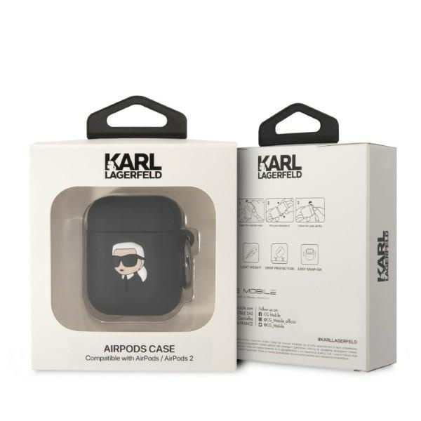 Karl Lagerfeld KLA2RUNIKK AirPods 1/2 cover nero/nero Silicone Karl Head 3D