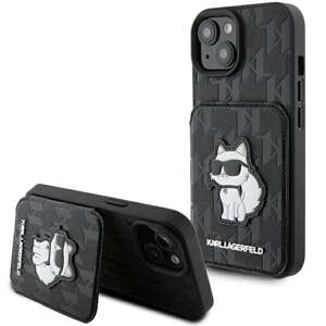 Karl Lagerfeld KLHCP15SSAKCNSCK iPhone 15 6.1" negro/negro durocase Tarjetero Saffiano y Soporte Monograma Choupette
