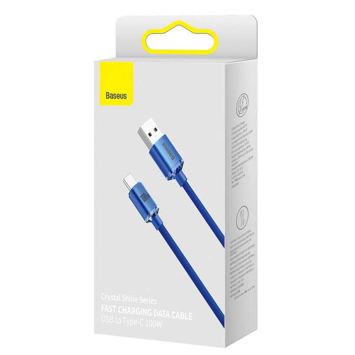 [B WARE]  Baseus Crystal Shine Series Kabel USB-Kabel für schnelles Aufladen und Datenübertragung USB Typ A - USB Typ C 100 W 1,2 m blau (CAJY000403)