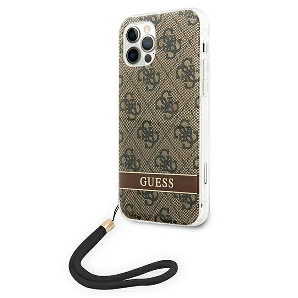 Guess GUOHCP12MH4STW iPhone 12/12 Pro brown/brown hardcase 4G Print Strap