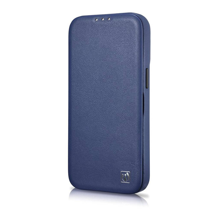 iCarer CE Étui folio en cuir de qualité supérieure pour iPhone 14 Plus Flip magnétique MagSafe Bleu (WMI14220715-BU)