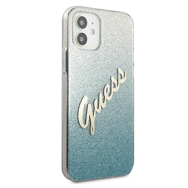 Case GUESS Apple iPhone 12 Mini Glitter Gradient Script Blue Hardcase