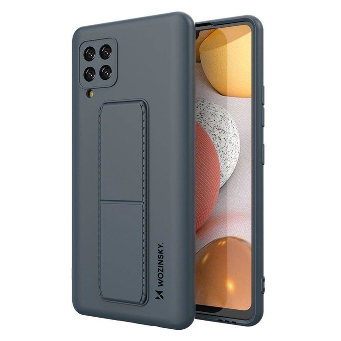 Wozinsky Kickstand Case Funda de silicona con soporte para Samsung Galaxy A42 5G azul marino