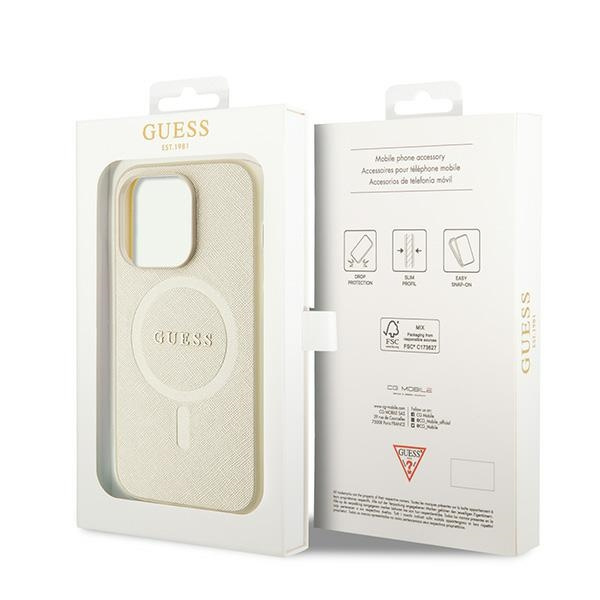 Funda Guess GUHMP15XPSAHMCB iPhone 15 Pro Max 6.7" oro/oro durocase Saffiano MagSafe Case