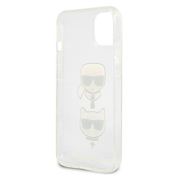 Cover KARL LAGERFELD Apple iPhone 13 Mini Glitter Karl's & Choupette Silver Hardcase